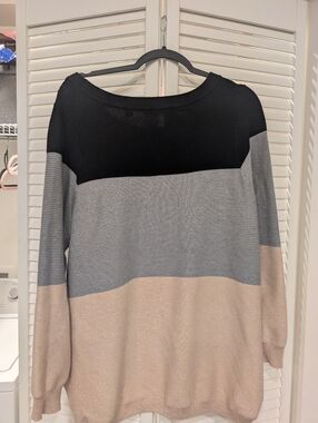 Cyrus Colorblock Knit Sweater - Black, Gray & Blush Plus Size 2X